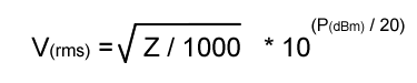 dBm to volts conversion formula
