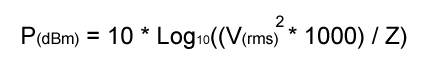 volts to dBm conversion formula